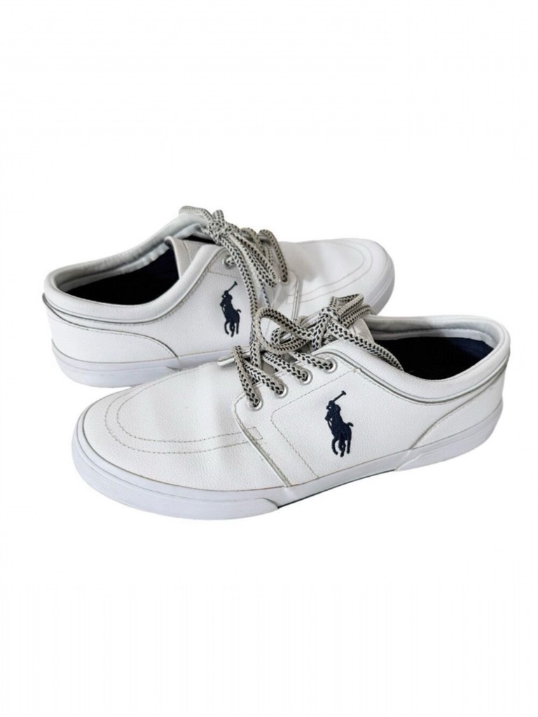 Polo Ralph Lauren Men's Faxon White Leather Sport Fashion Sneaker Size 9.5 D